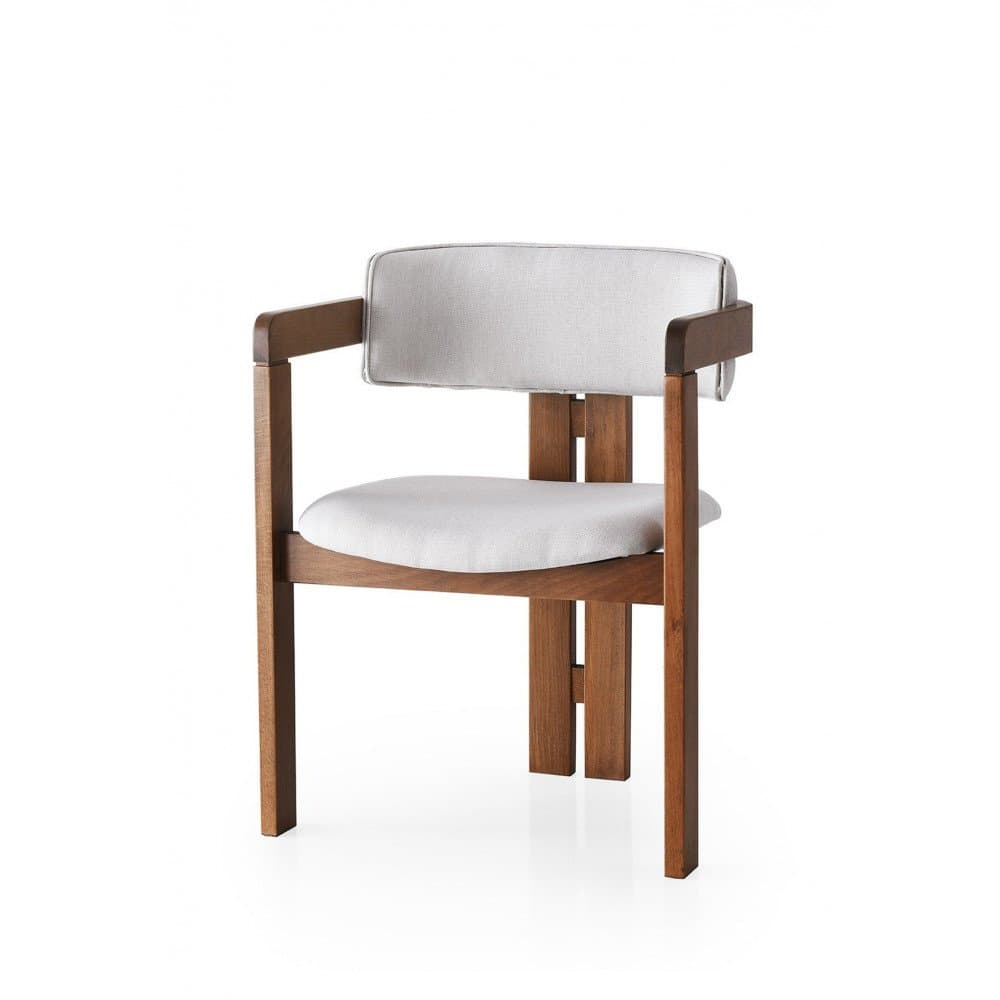 Chaise Bois et Velours Crème et Noisette