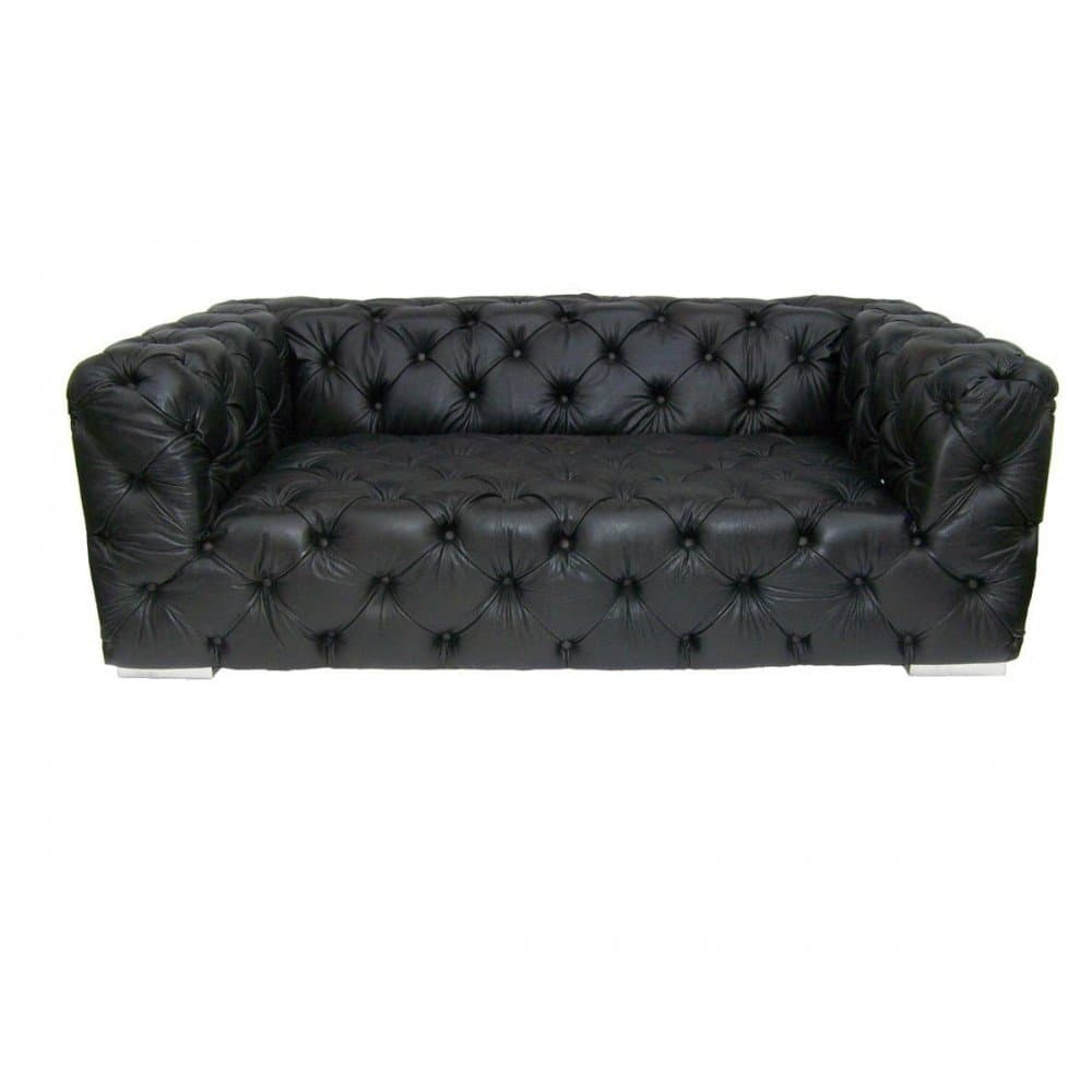 Canapé noir en cuir 3 places Futura Vintage
