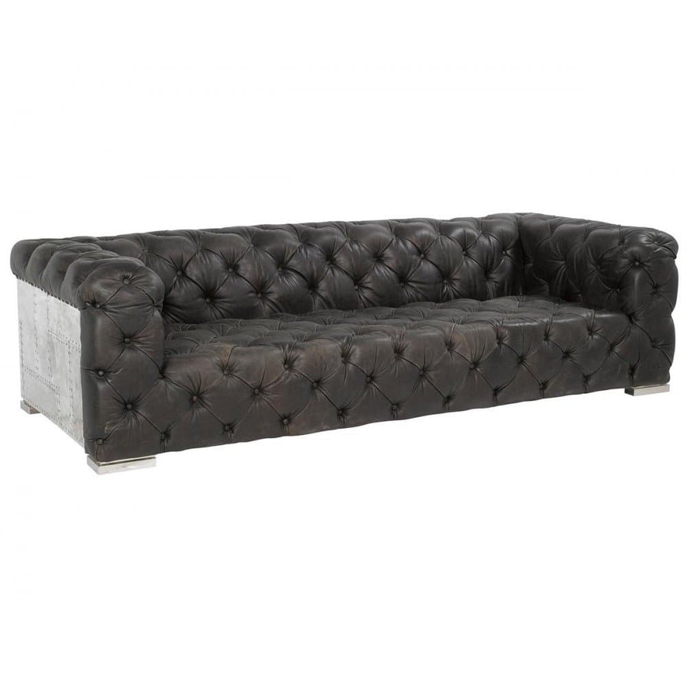 Canapé noir en cuir 4 places Futura Vintage