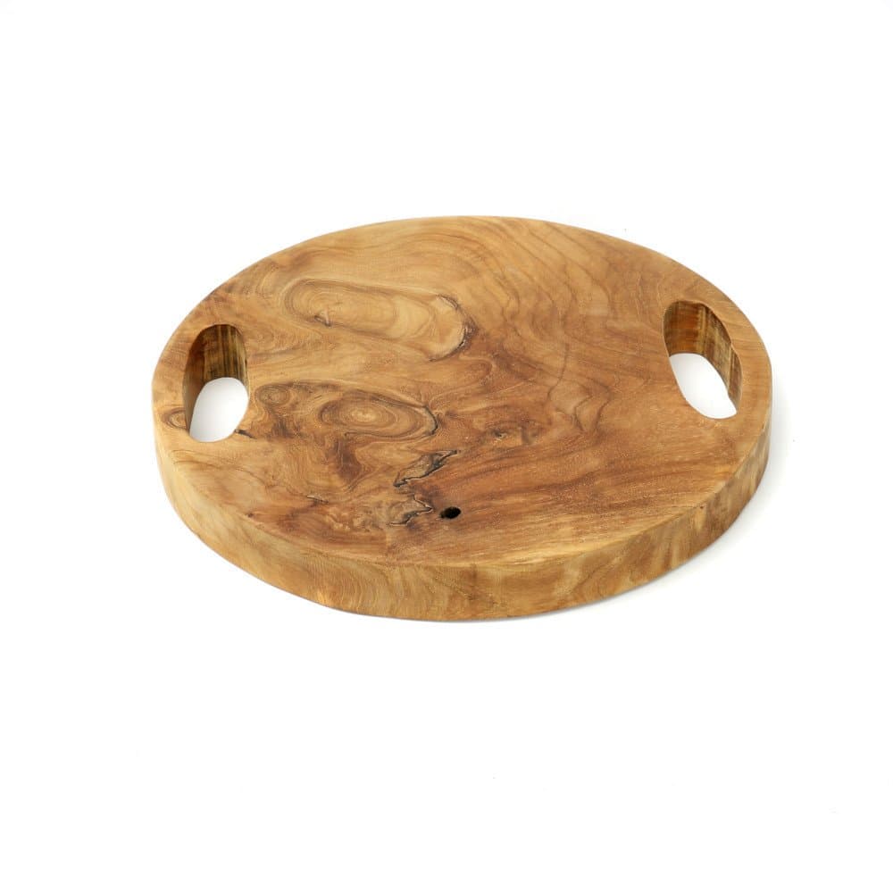 Plateau Bohème Chic Naturel en Bois de Teck Small
