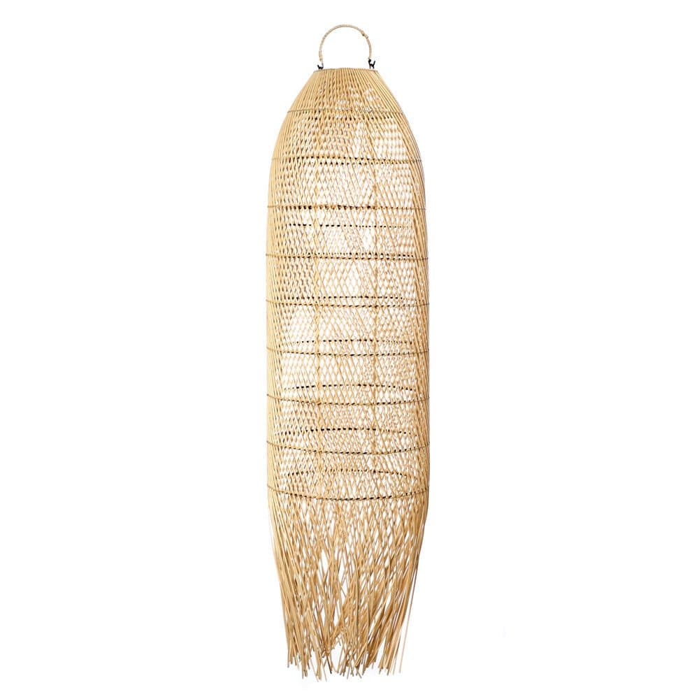 Suspension Allongée Bohème Chic Naturel en Rotin Large